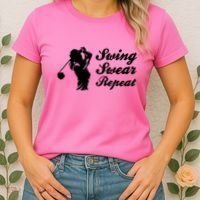 Funny Golf Swing Swear Repeat Female Golfer Version Women's T-Shirt thumb 2