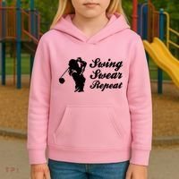 Funny Golf Swing Swear Repeat Female Golfer Version Kids Hoodie thumb 3