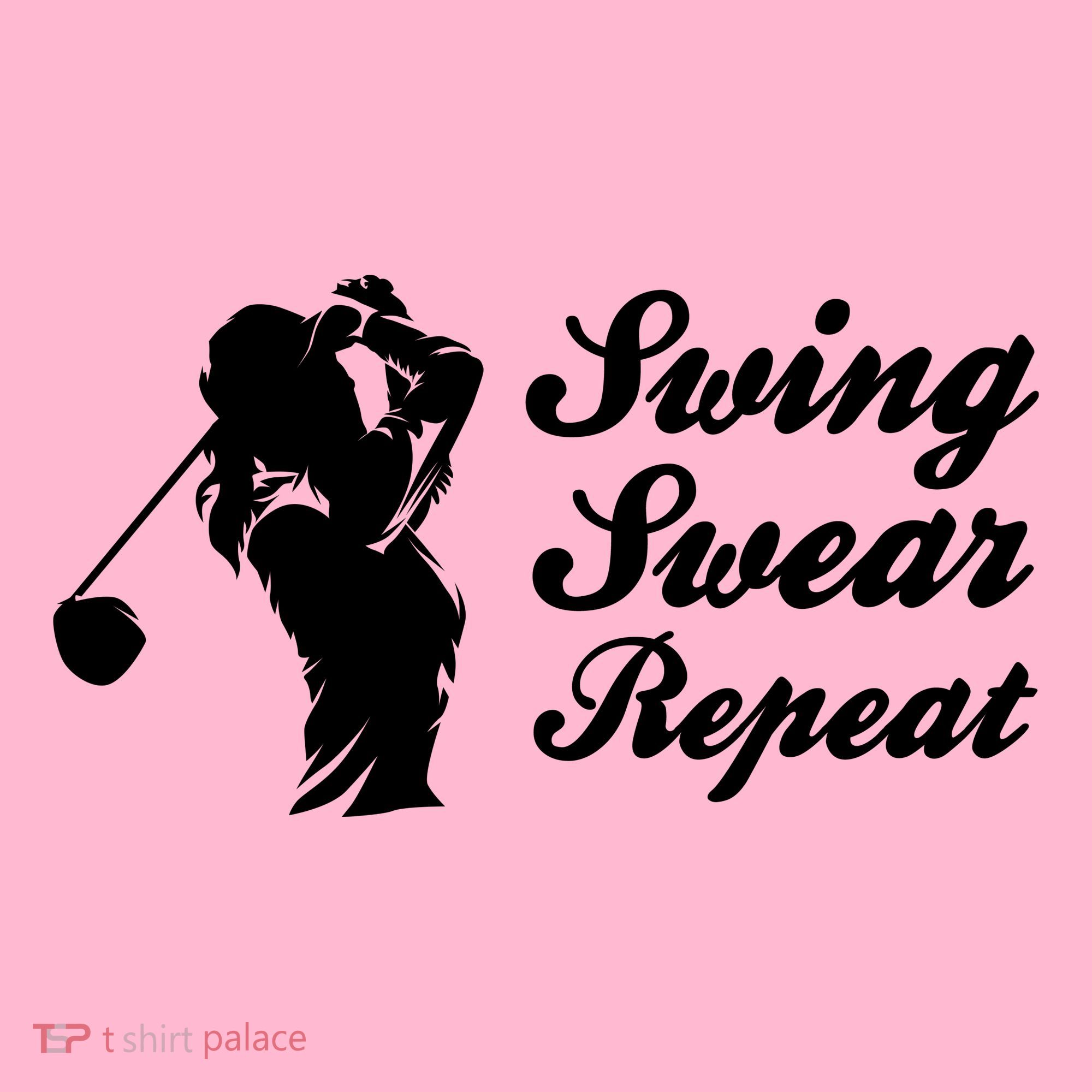 Funny Golf Swing Swear Repeat Female Golfer Version Kids Long Sleeve Shirt