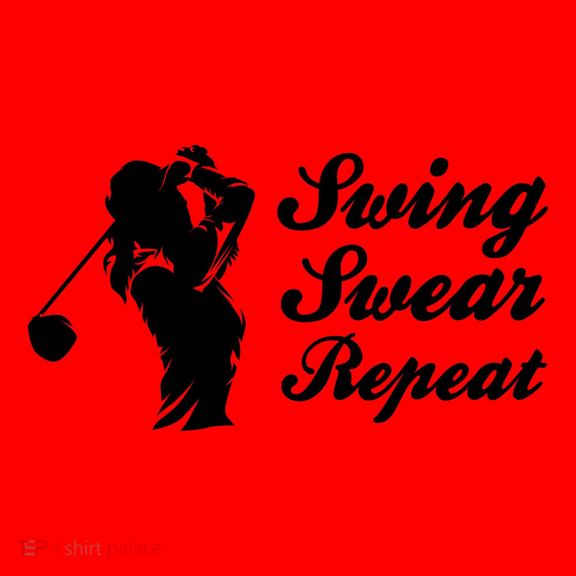 Funny Golf Swing Swear Repeat Female Golfer Version Santa Hat