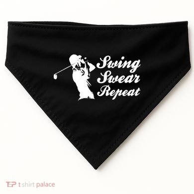 Funny Golf Swing Swear Repeat Male Golfer Version USA-Made Doggie Bandana