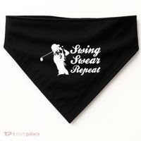 Funny Golf Swing Swear Repeat Male Golfer Version USA-Made Doggie Bandana thumb 0