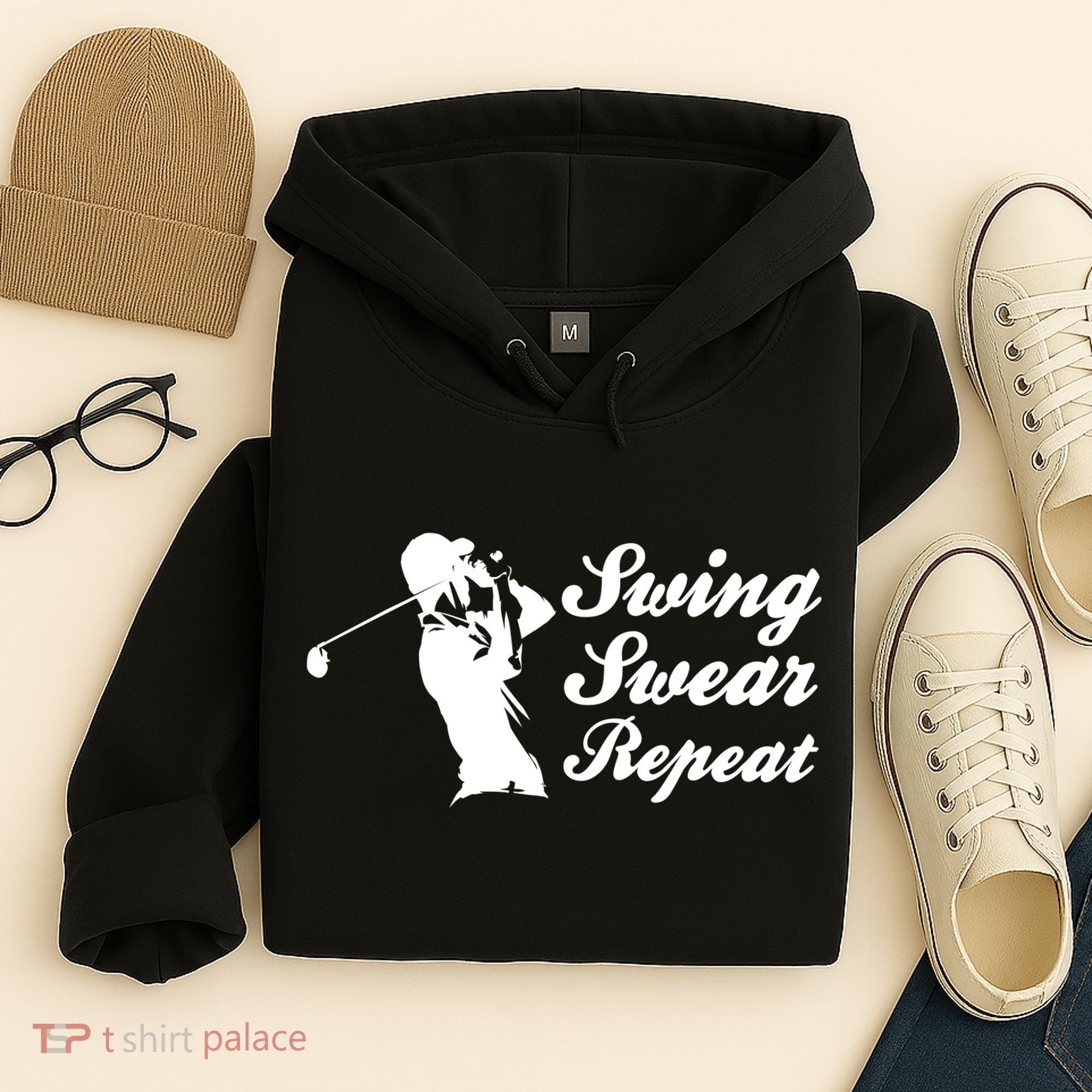Funny Golf Swing Swear Repeat Male Golfer Version Hoodie