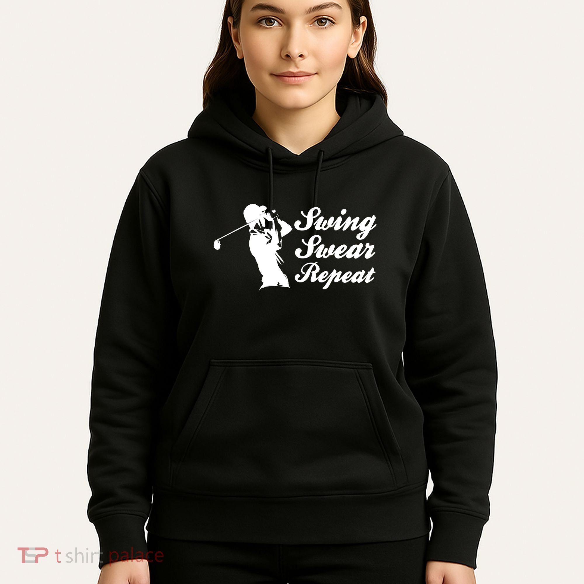 Funny Golf Swing Swear Repeat Male Golfer Version Hoodie