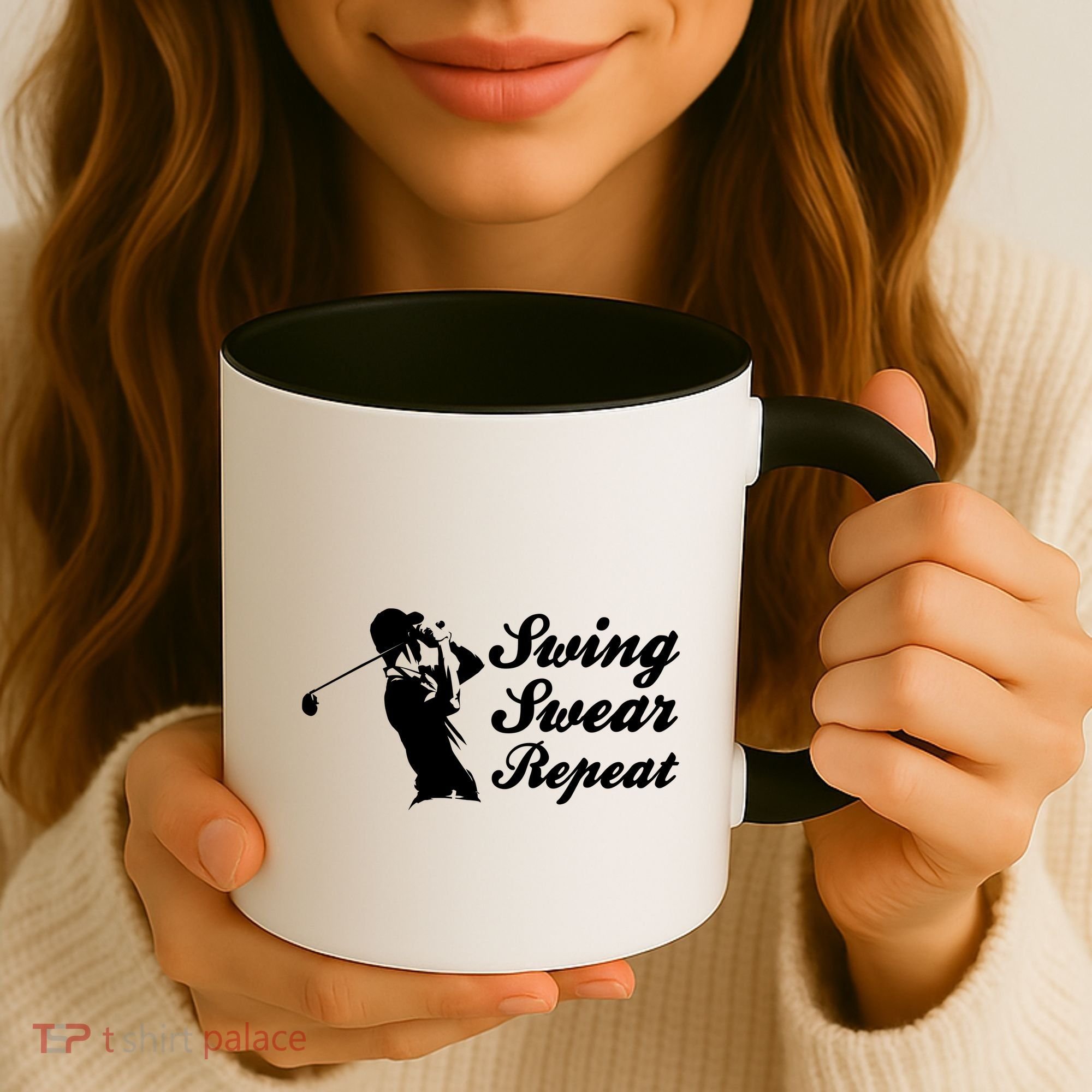 Funny Golf Swing Swear Repeat Male Golfer Version Coffee Mug