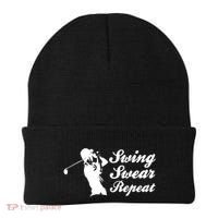 Funny Golf Swing Swear Repeat Male Golfer Version Beanie thumb 0
