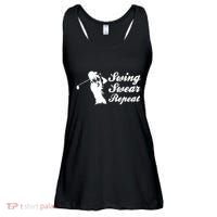 Funny Golf Swing Swear Repeat Male Golfer Version Ladies Essential Flowy Tank thumb 0