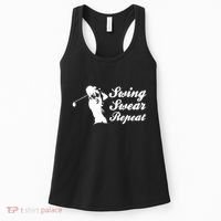 Funny Golf Swing Swear Repeat Male Golfer Version Women's Tank Top thumb 0