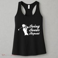 Funny Golf Swing Swear Repeat Male Golfer Version Women's Tank Top thumb 3