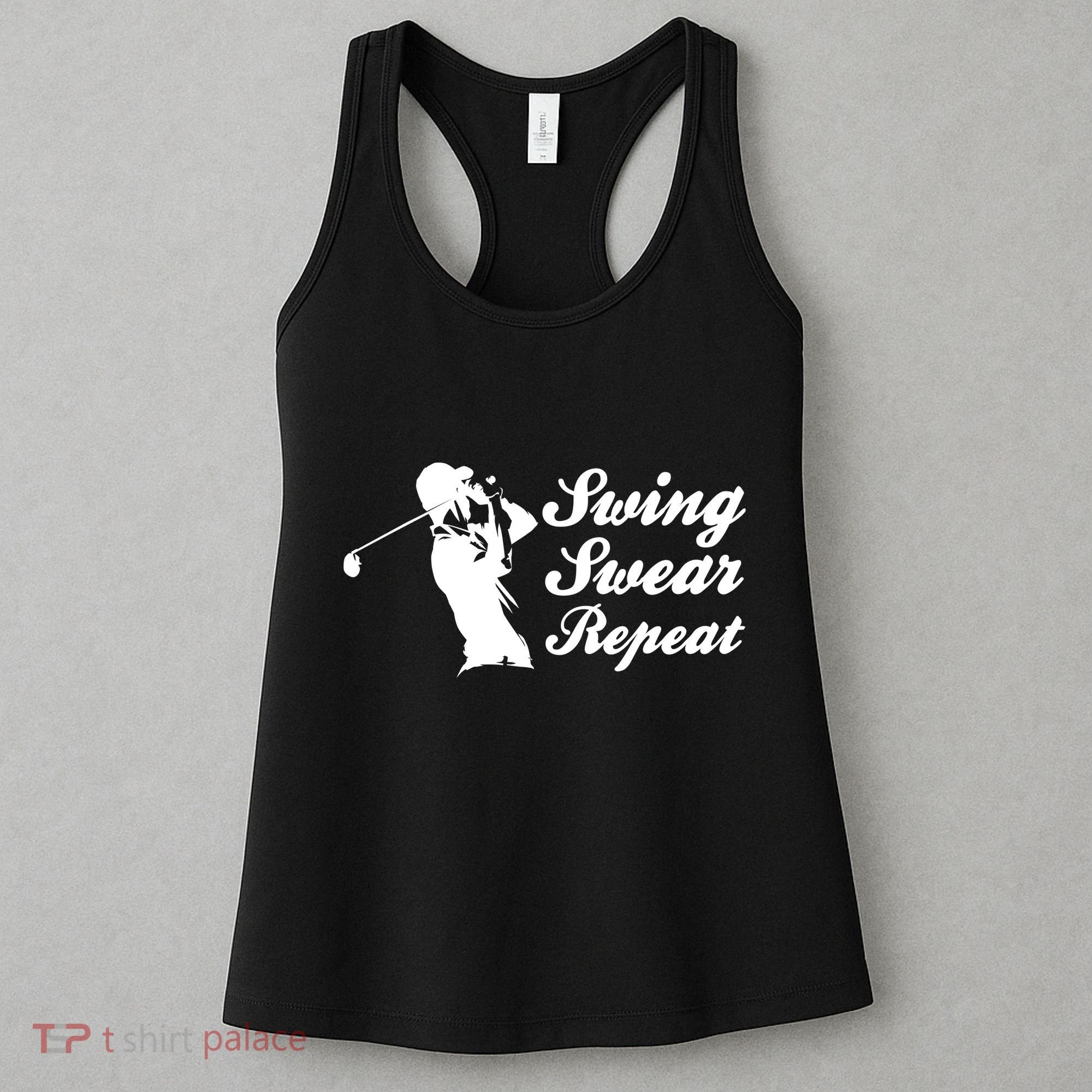 Funny Golf Swing Swear Repeat Male Golfer Version Women's Tank Top