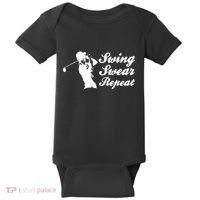 Funny Golf Swing Swear Repeat Male Golfer Version Baby Bodysuit thumb 0