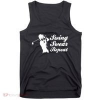 Funny Golf Swing Swear Repeat Male Golfer Version Tank Top thumb 0