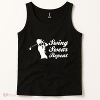 Funny Golf Swing Swear Repeat Male Golfer Version Tank Top thumb 2