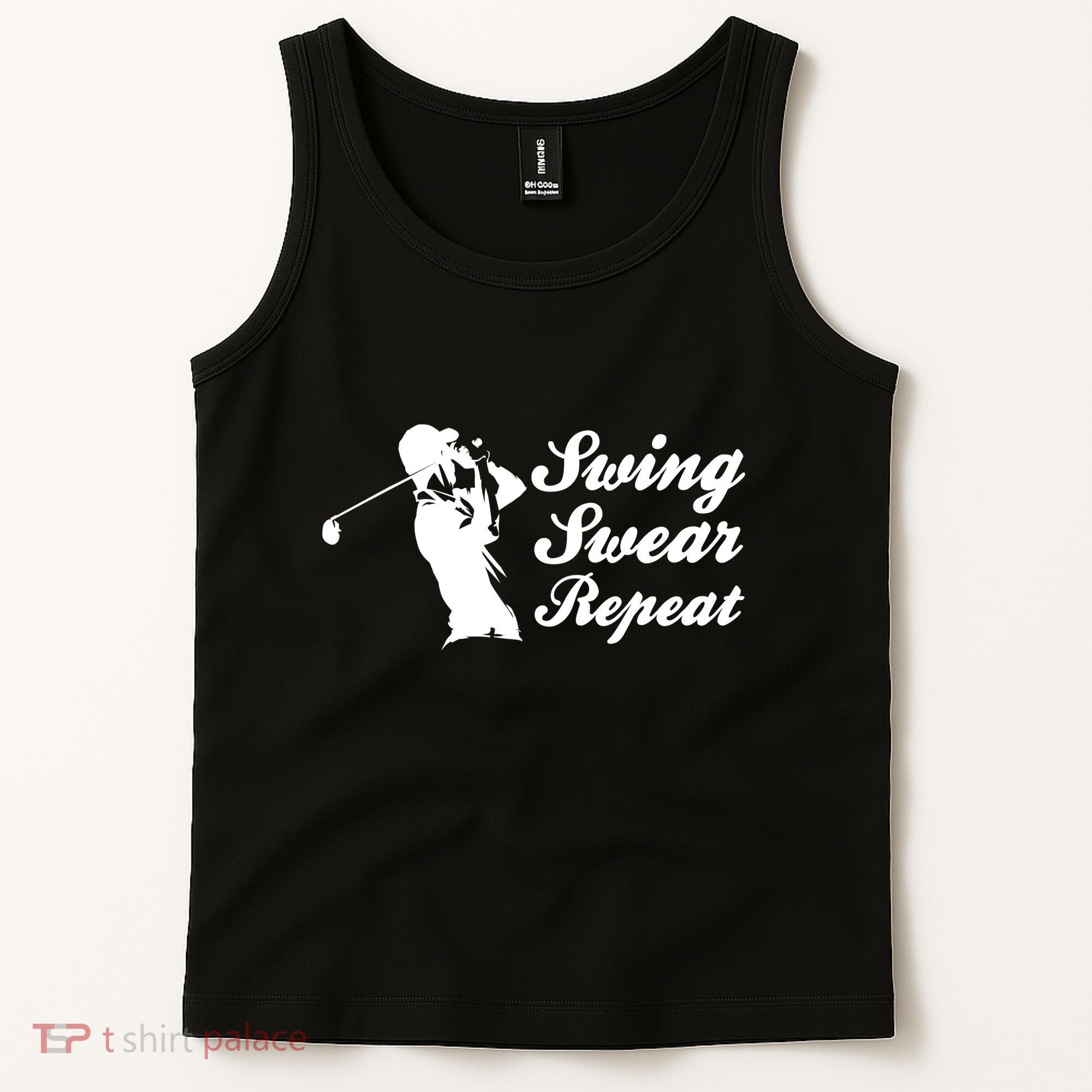 Funny Golf Swing Swear Repeat Male Golfer Version Tank Top