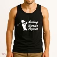 Funny Golf Swing Swear Repeat Male Golfer Version Tank Top thumb 3