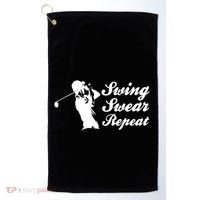 Funny Golf Swing Swear Repeat Male Golfer Version Golf Towel thumb 0