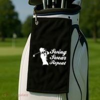 Funny Golf Swing Swear Repeat Male Golfer Version Golf Towel thumb 2
