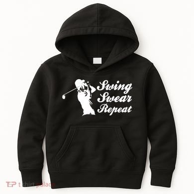 Funny Golf Swing Swear Repeat Male Golfer Version Kids Hoodie