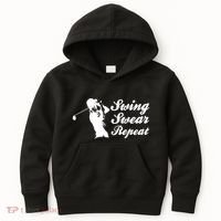 Funny Golf Swing Swear Repeat Male Golfer Version Kids Hoodie thumb 0