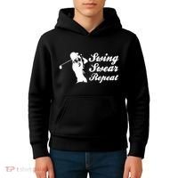 Funny Golf Swing Swear Repeat Male Golfer Version Kids Hoodie thumb 4