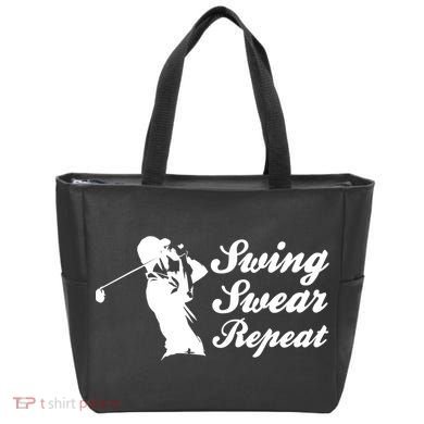 Funny Golf Swing Swear Repeat Male Golfer Version Tote Bag