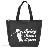 Funny Golf Swing Swear Repeat Male Golfer Version Tote Bag thumb 0