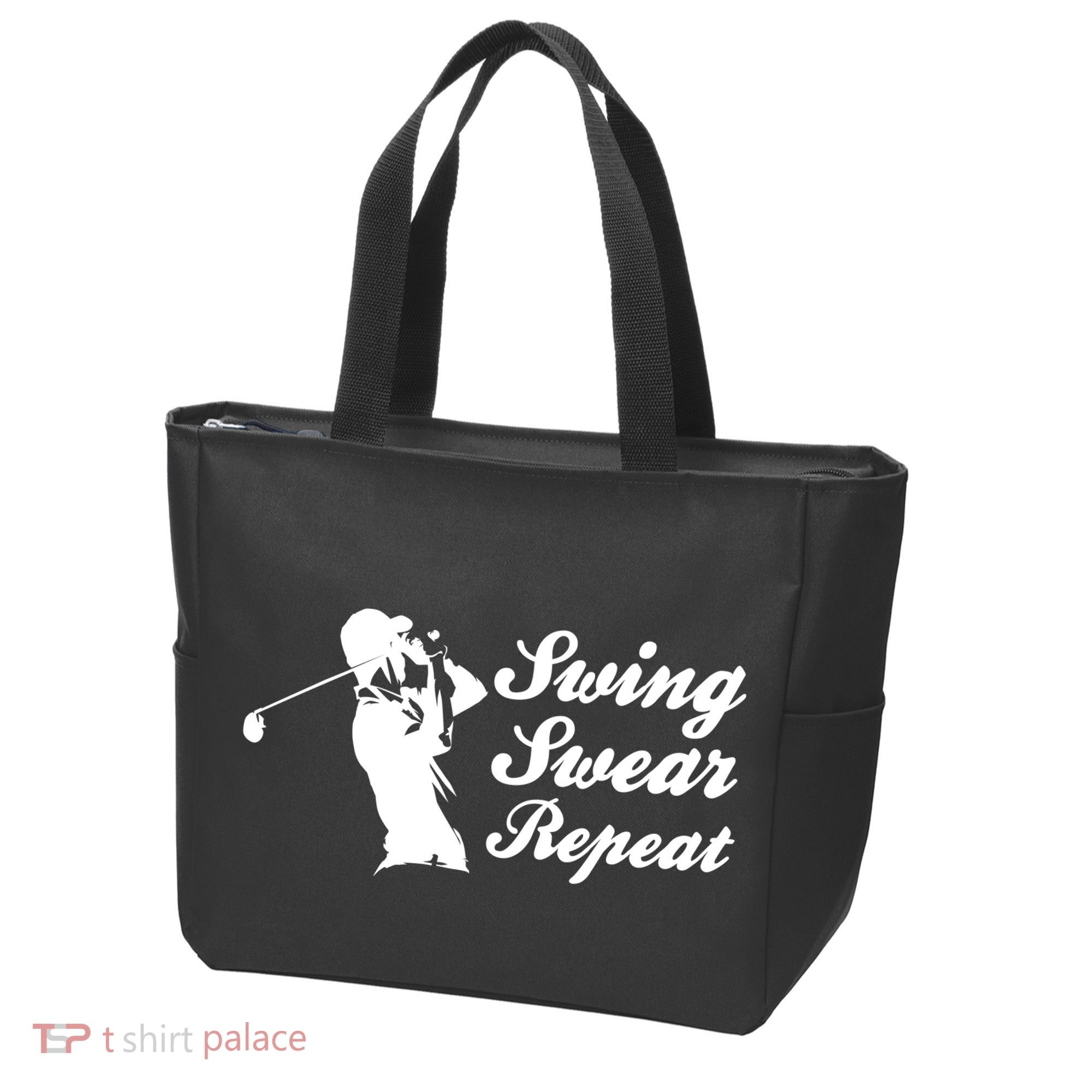 Funny Golf Swing Swear Repeat Male Golfer Version Tote Bag