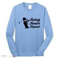Funny Golf Swing Swear Repeat Male Golfer Version Long Sleeve Shirt thumb 0