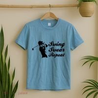 Funny Golf Swing Swear Repeat Male Golfer Version T-Shirt thumb 2
