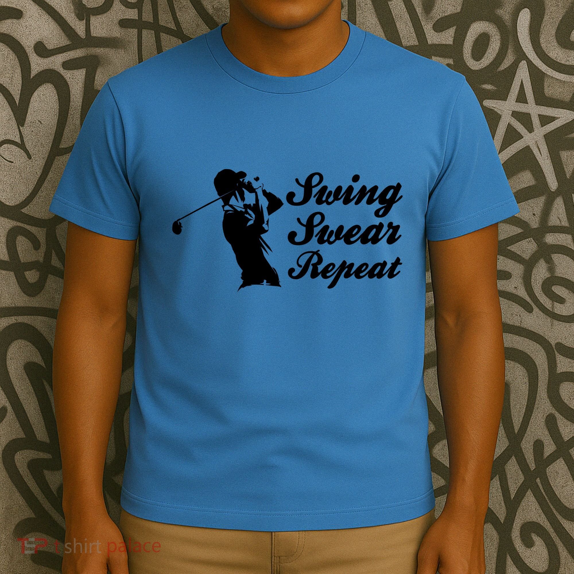 Funny Golf Swing Swear Repeat Male Golfer Version T-Shirt