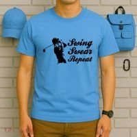 Funny Golf Swing Swear Repeat Male Golfer Version T-Shirt thumb 5
