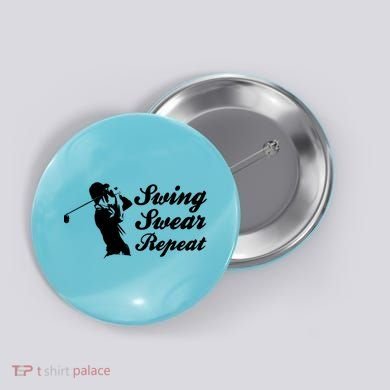 Funny Golf Swing Swear Repeat Male Golfer Version Button