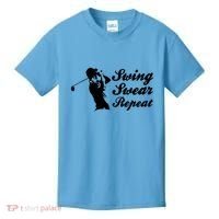 Funny Golf Swing Swear Repeat Male Golfer Version Kids T-Shirt thumb 0