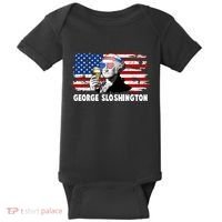 Funny George Sloshington USA American Flag Baby Bodysuit thumb 0