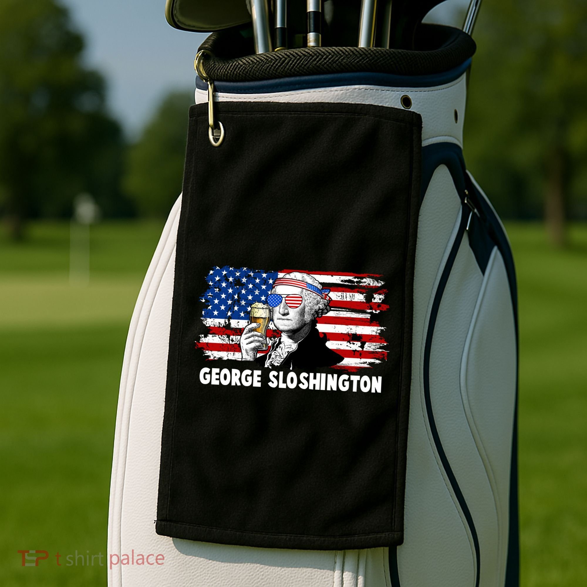Funny George Sloshington USA American Flag Golf Towel