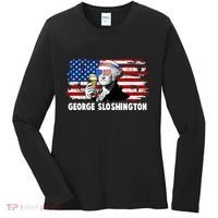 Funny George Sloshington USA American Flag Women's Long Sleeve Shirt thumb 0
