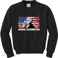 Funny George Sloshington USA American Flag Kids Sweatshirt thumb 0
