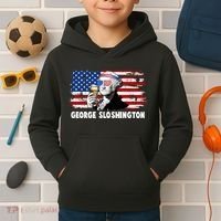 Funny George Sloshington USA American Flag Kids Hoodie thumb 2