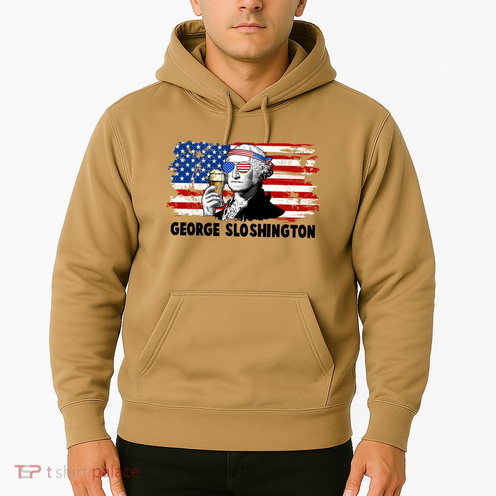 Funny George Sloshington USA American Flag Hoodie