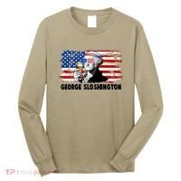 Funny George Sloshington USA American Flag Long Sleeve Shirt thumb 0