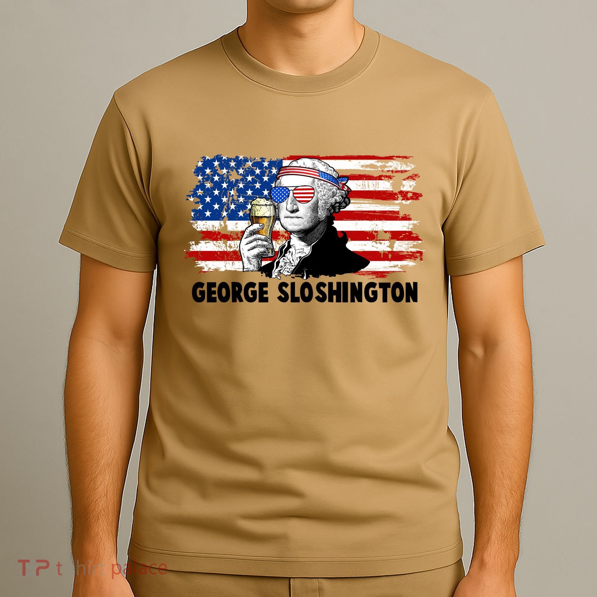Funny George Sloshington USA American Flag T-Shirt