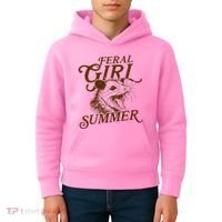 Feral Girl Summer Funny Kids Hoodie thumb 4