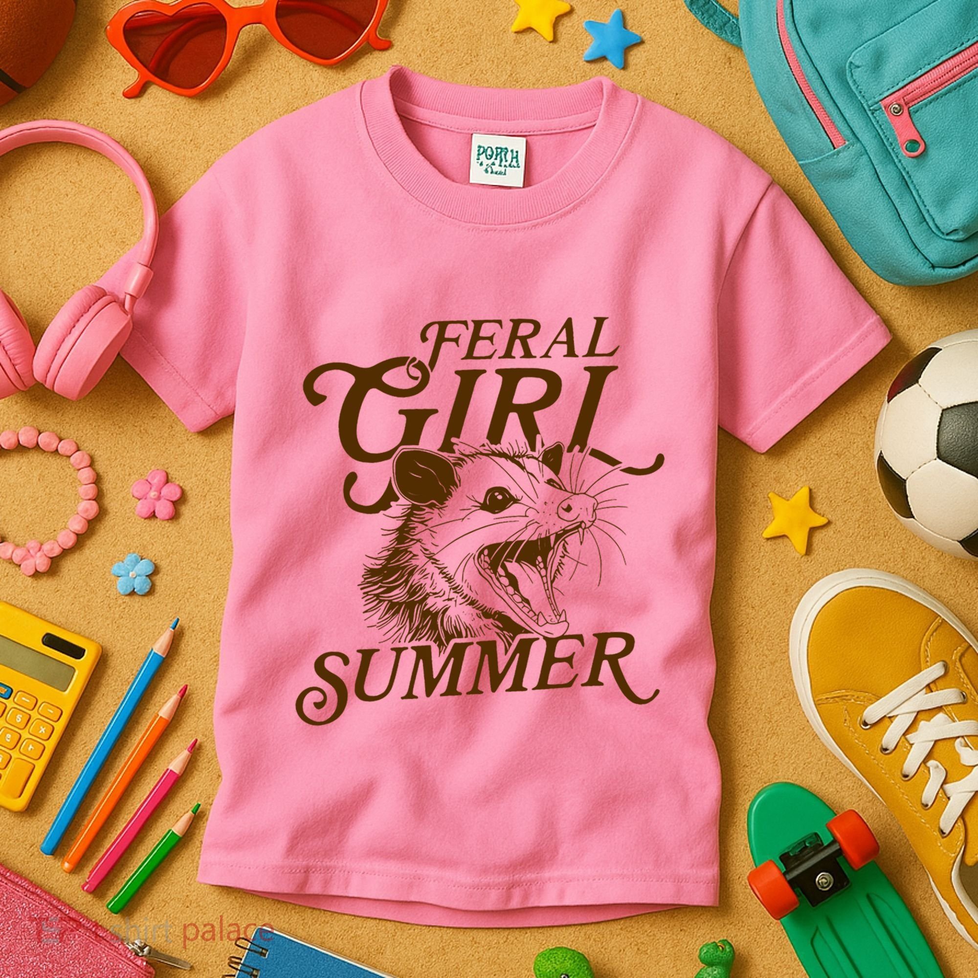 Feral Girl Summer Funny Kids T-Shirt