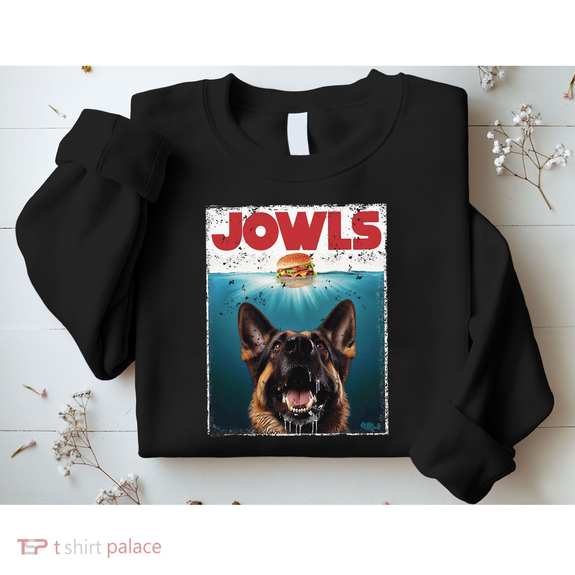 Funny German Shepherd Jowls Hamburger Gsg Dog Mom Dog Dad Sweatshirt