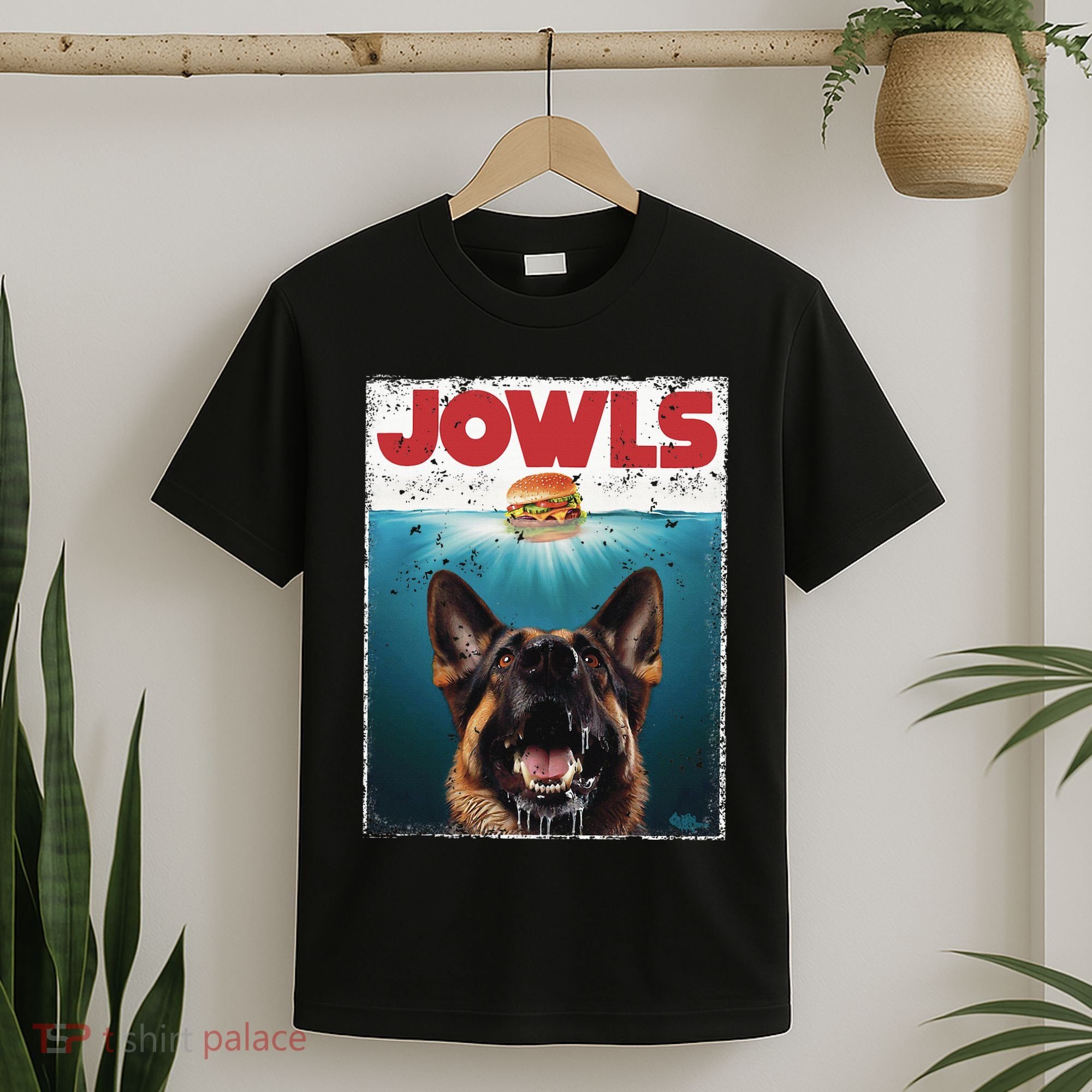 Funny German Shepherd Jowls Hamburger Gsg Dog Mom Dog Dad T-Shirt