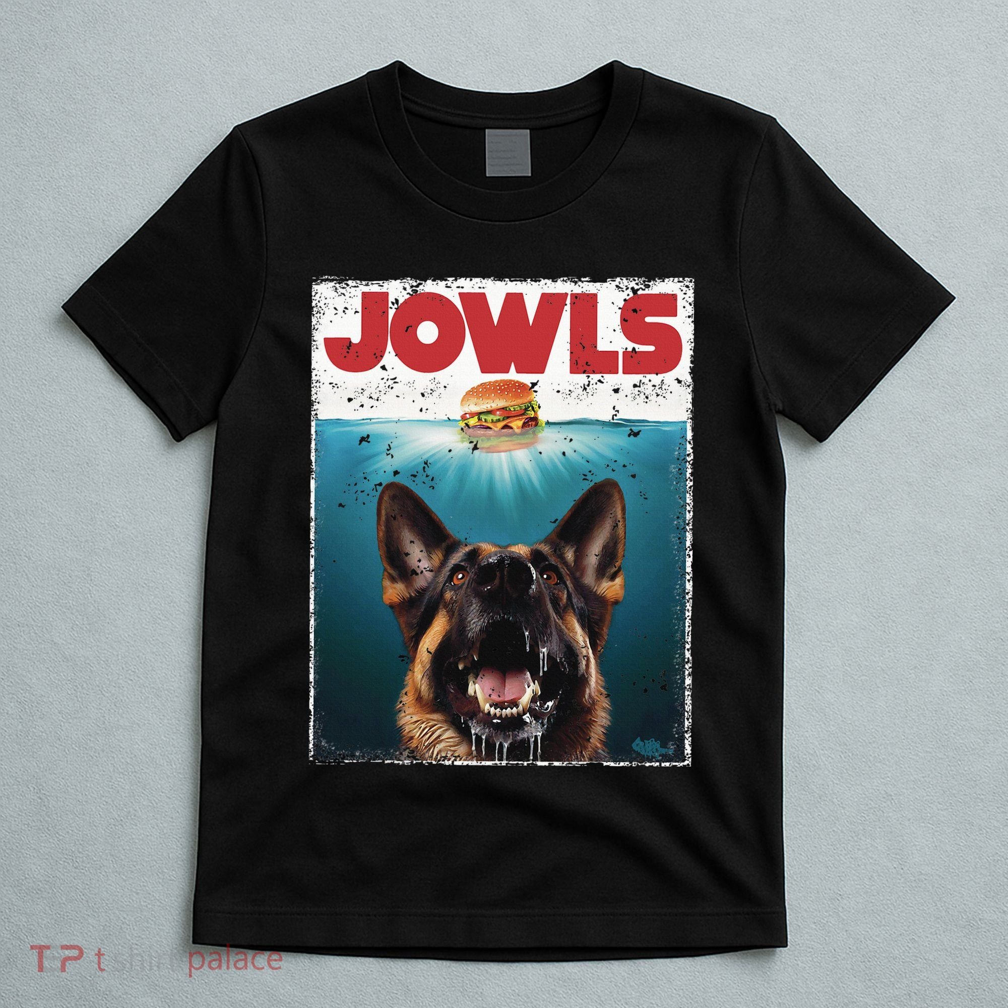 Funny German Shepherd Jowls Hamburger Gsg Dog Mom Dog Dad T-Shirt