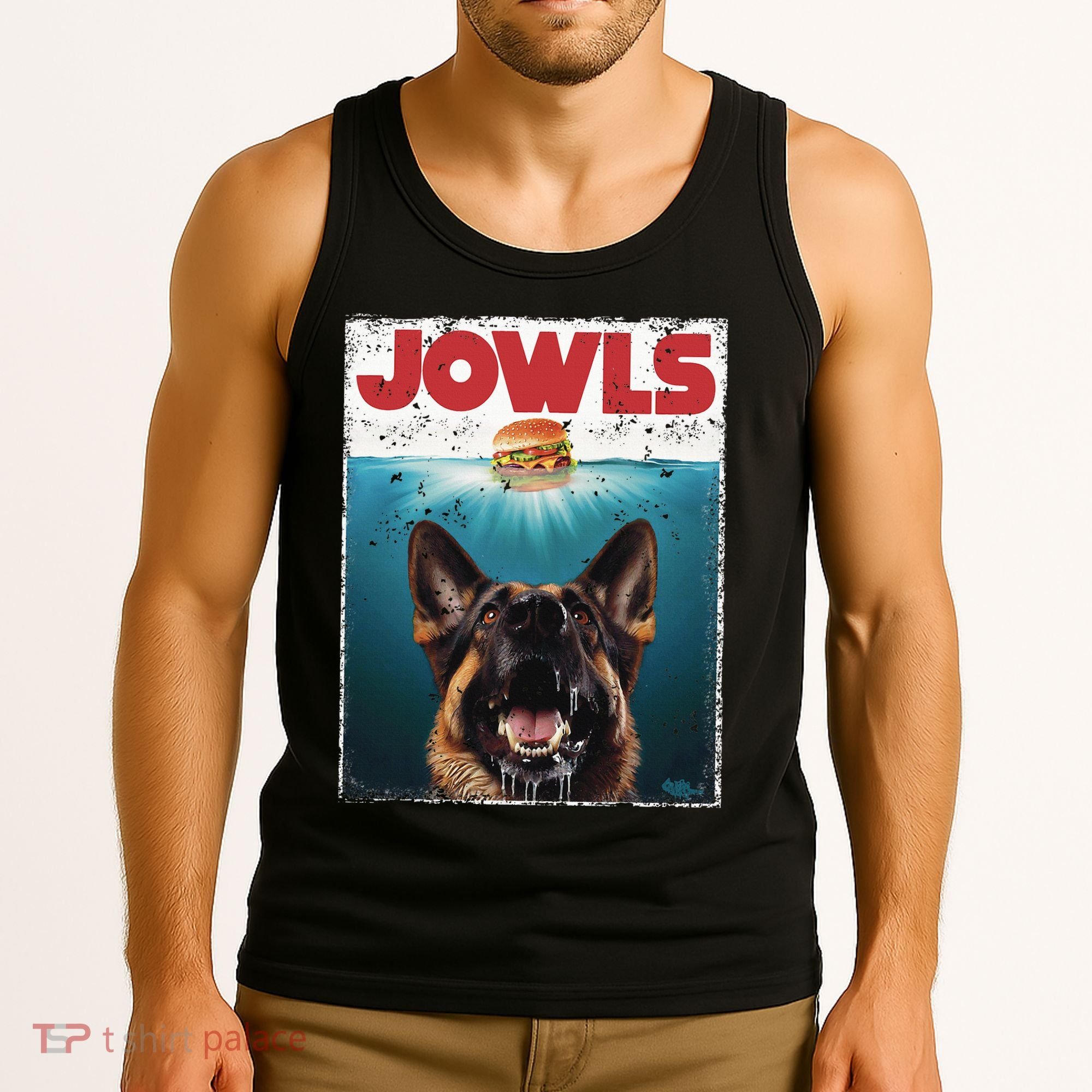 Funny German Shepherd Jowls Hamburger Gsg Dog Mom Dog Dad Tank Top