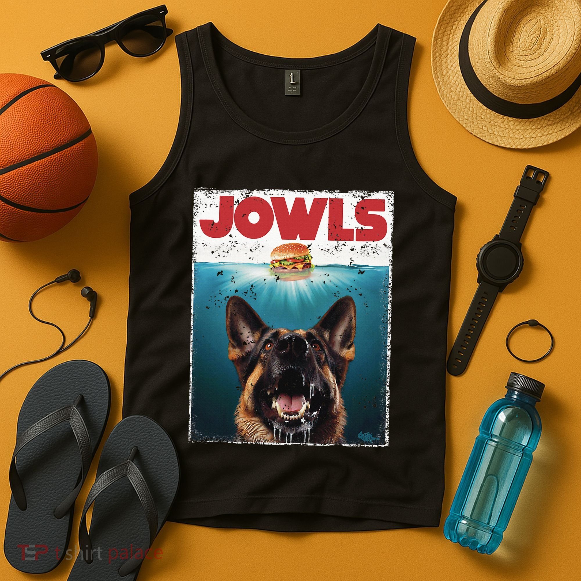 Funny German Shepherd Jowls Hamburger Gsg Dog Mom Dog Dad Tank Top