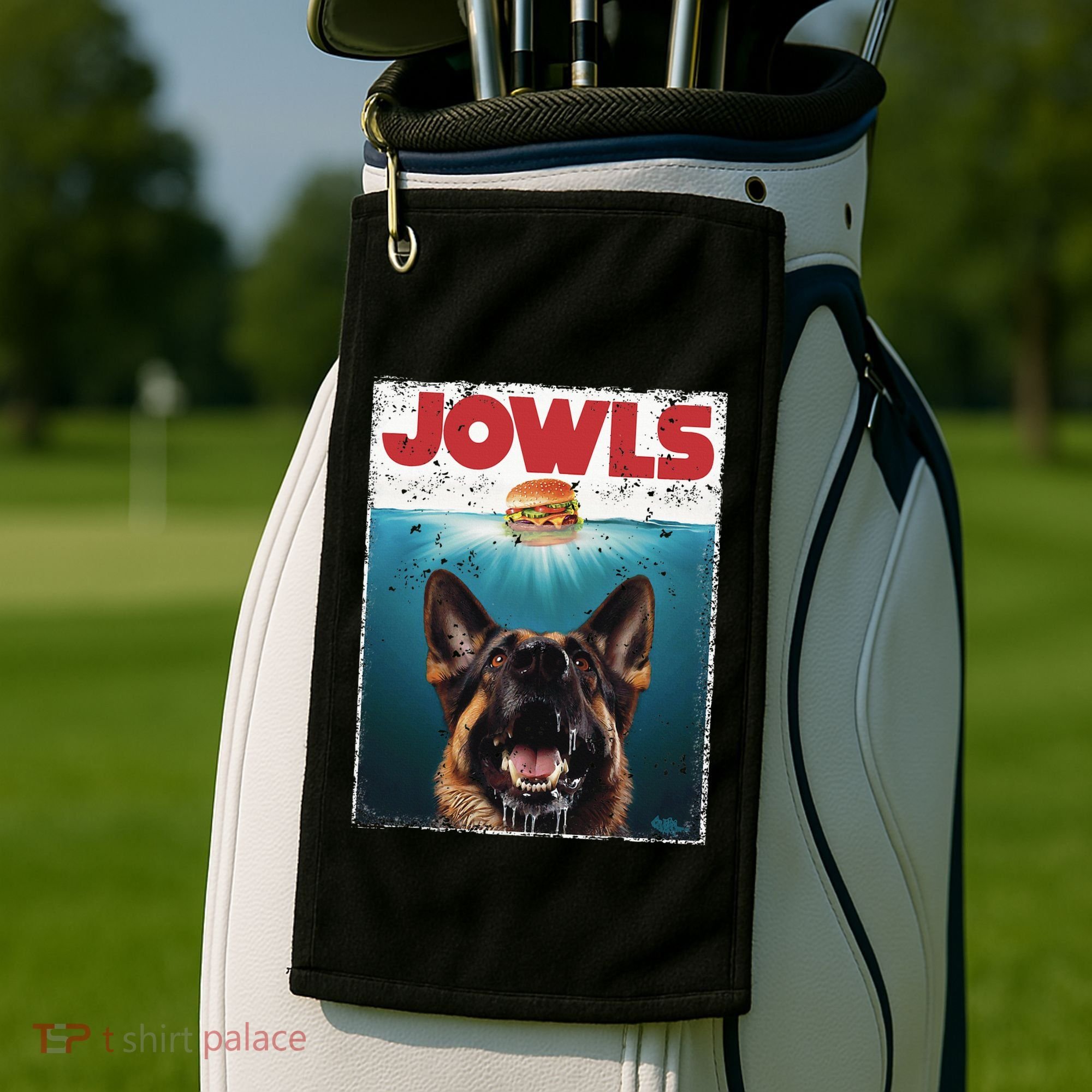 Funny German Shepherd Jowls Hamburger Gsg Dog Mom Dog Dad Golf Towel
