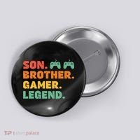 Funny Gamer Son Big Brother Gaming Legend Gift Boys Teens Button thumb 0
